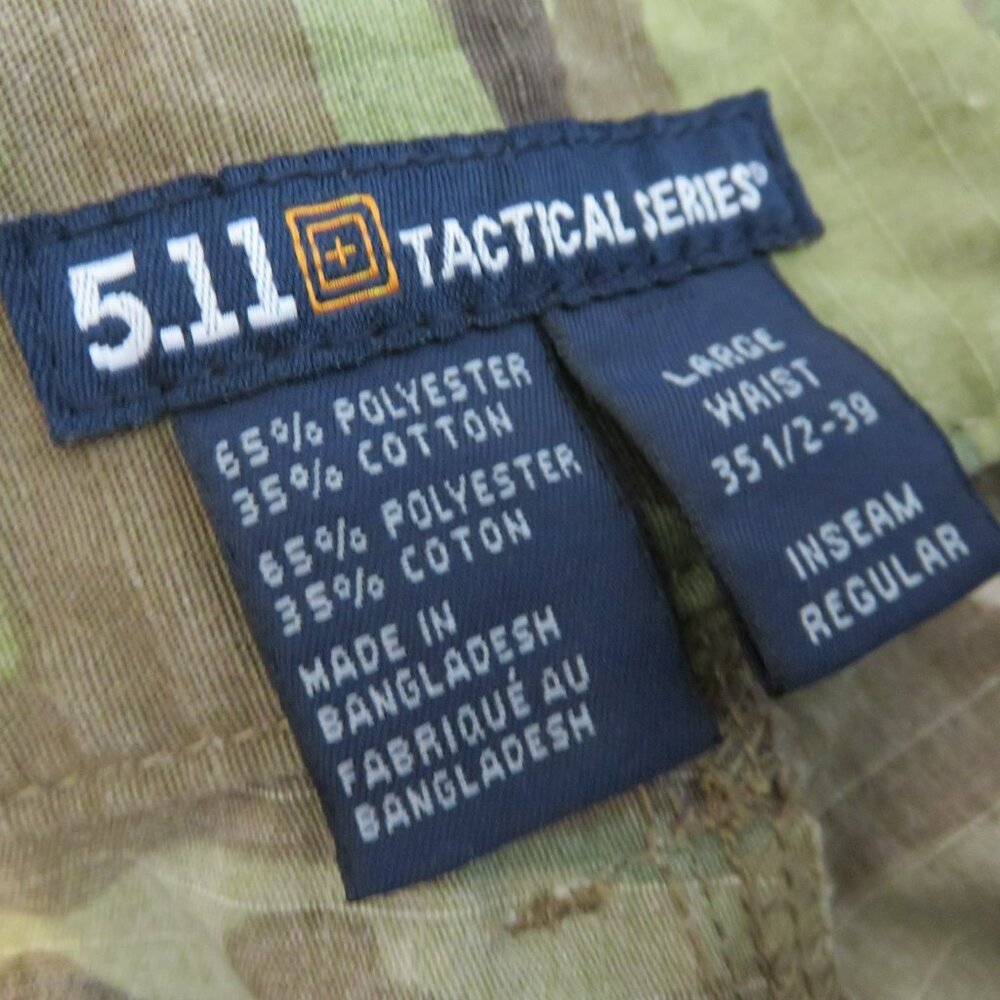 5.11 Tactical Series Pants Gusseted Waist Size L 35.5-39 x 31 Camouflage Cargo - Picture 12 of 12